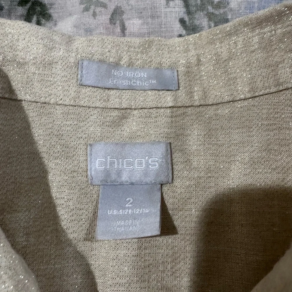 Chico's Cream Notched Collar Button Down Shirt - Picture 8 of 11